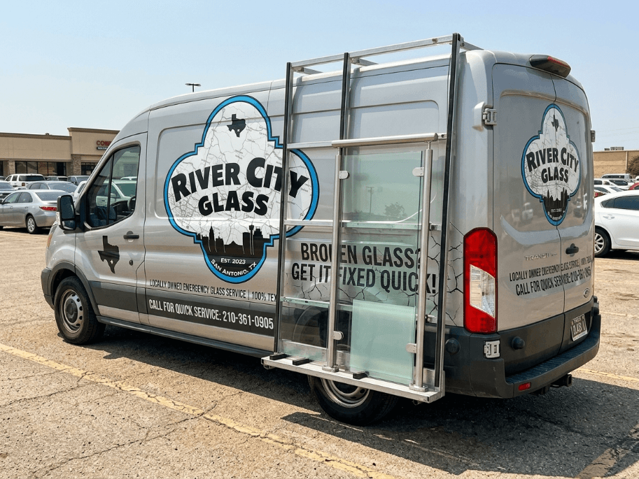River City Glass fully stocked service truck ready for San Antonio glass repair calls