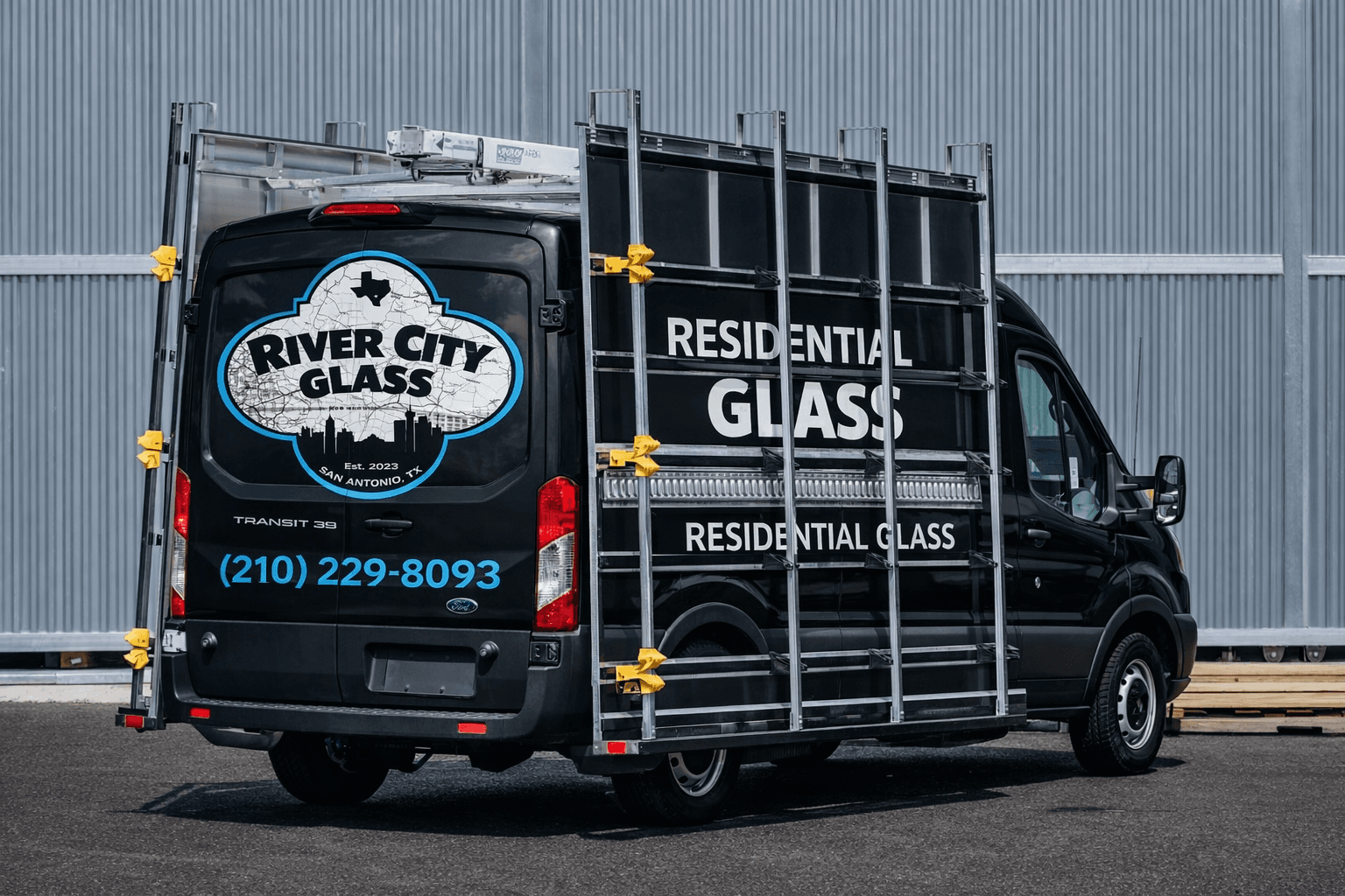 River City Glass emergency service van serving San Antonio TX residential glass needs